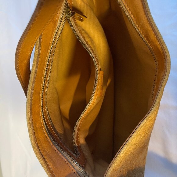 Celine Vintage Ava Macadam Suede Pochette Shoulder Bag, Mustard/Brown - Preowned - Picture 11 of 16